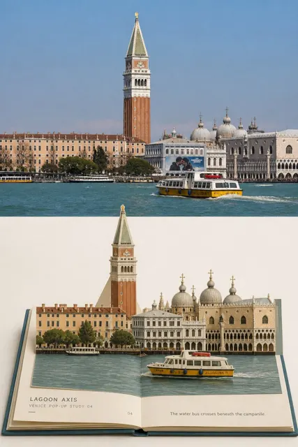Travel pop up city book photo poster prompt