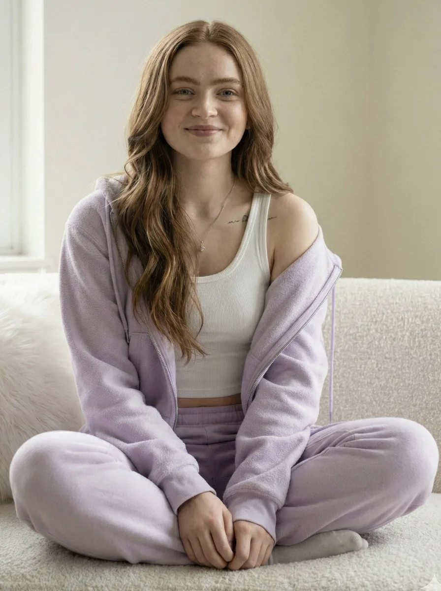 Pastel purple loungewear side profile — After