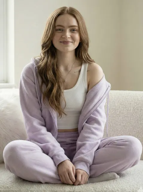 Pastel purple loungewear side profile