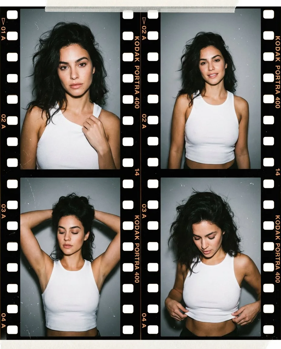 Retro film fashion model grid — After
