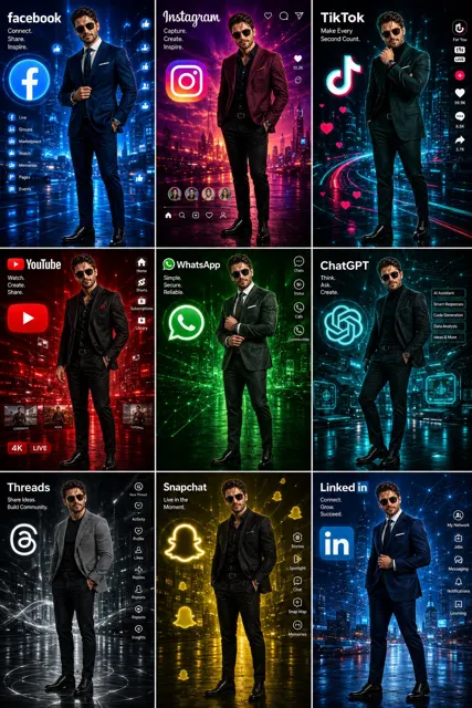Stylish man social media 3x3 grid posters
