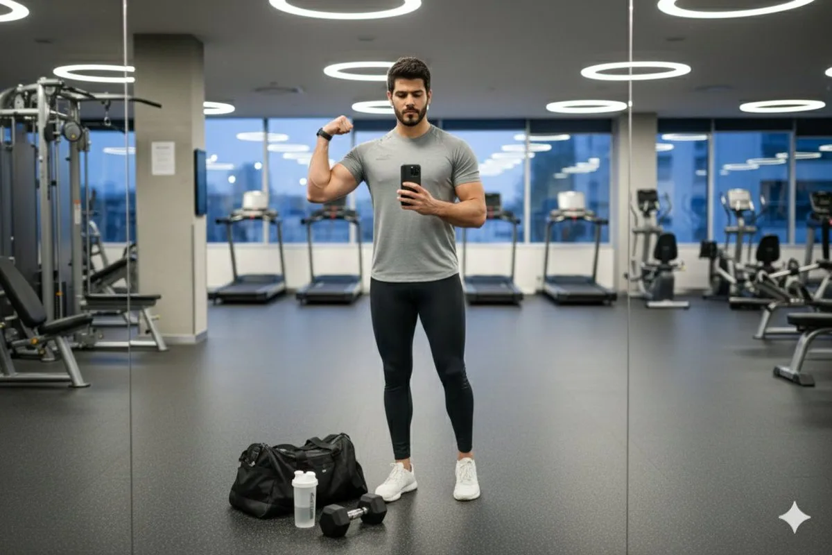 Realistic gym mirror selfie — Sonra