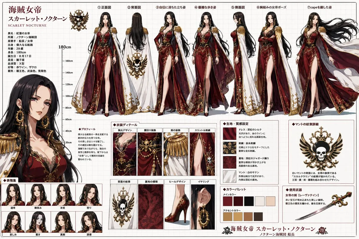 Anime design of pirate style dark empress — Sonra