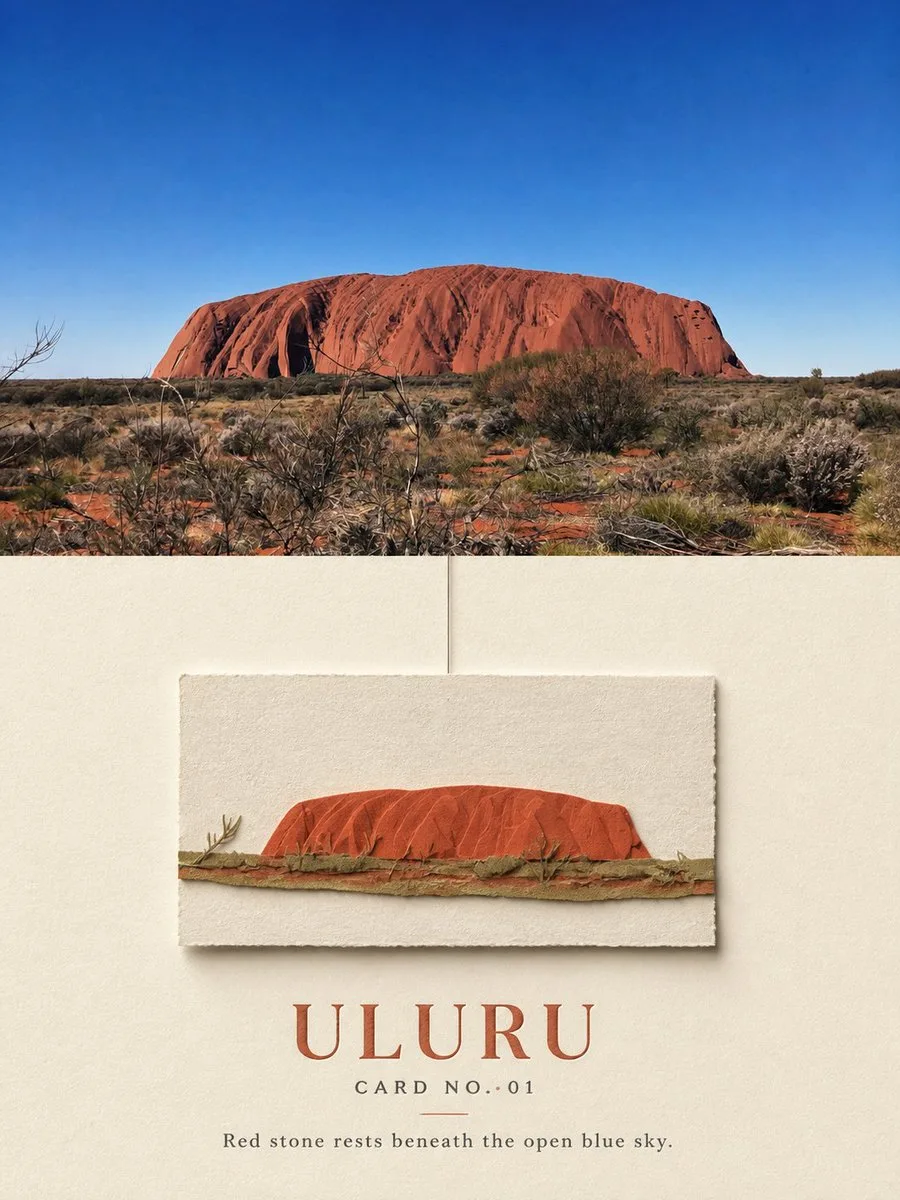 Suspended paper card terrain travel poster — After