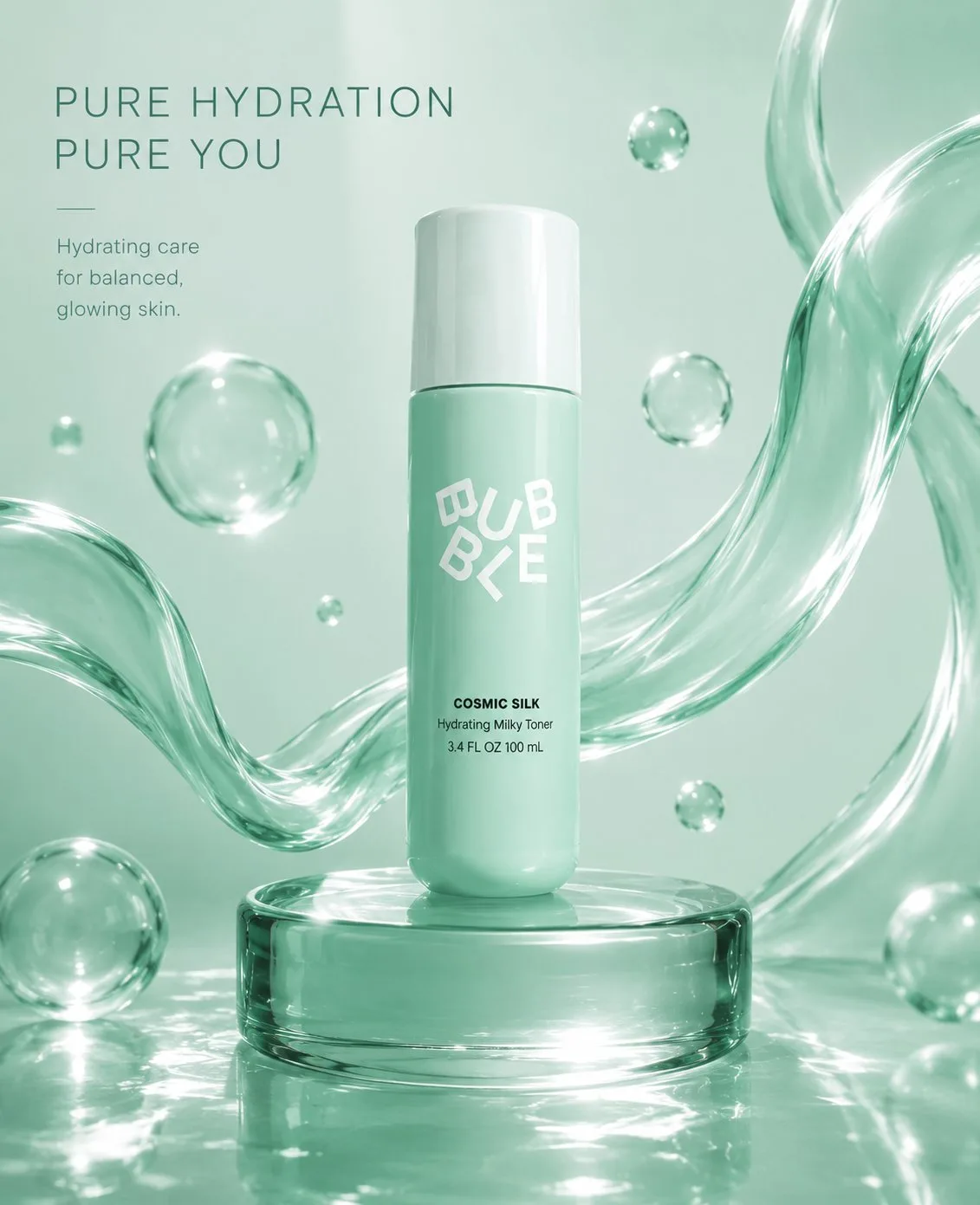 Luxury skincare mint green 3d render — After
