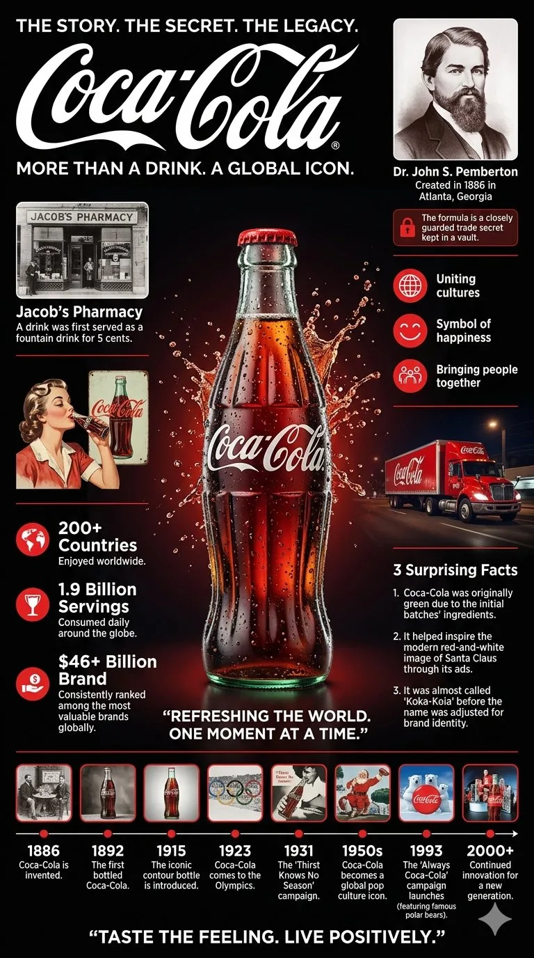Coca cola cinematic infographic dark luxury poster — Sonra