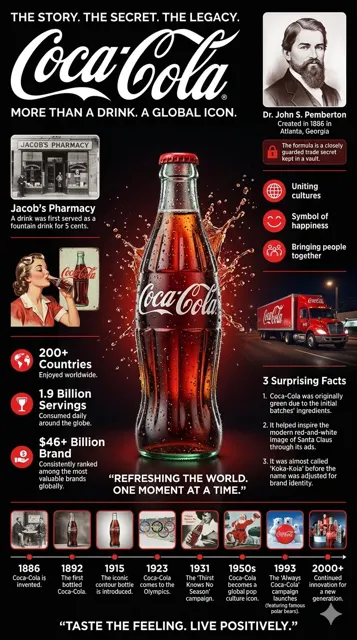 Coca cola cinematic infographic dark luxury poster
