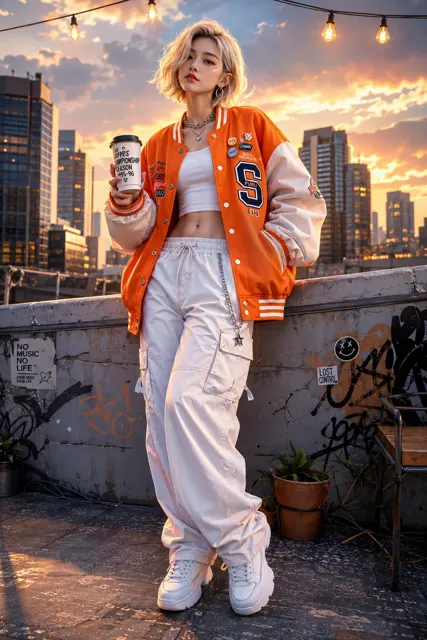 Stylish 3d korean woman streetwear illustration