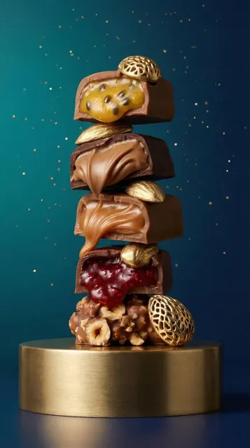 Loose stacked flowing pralines macro
