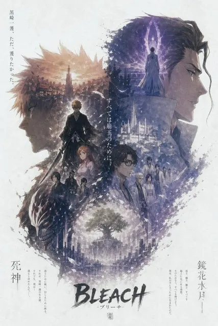 Ink double exposure anime poster