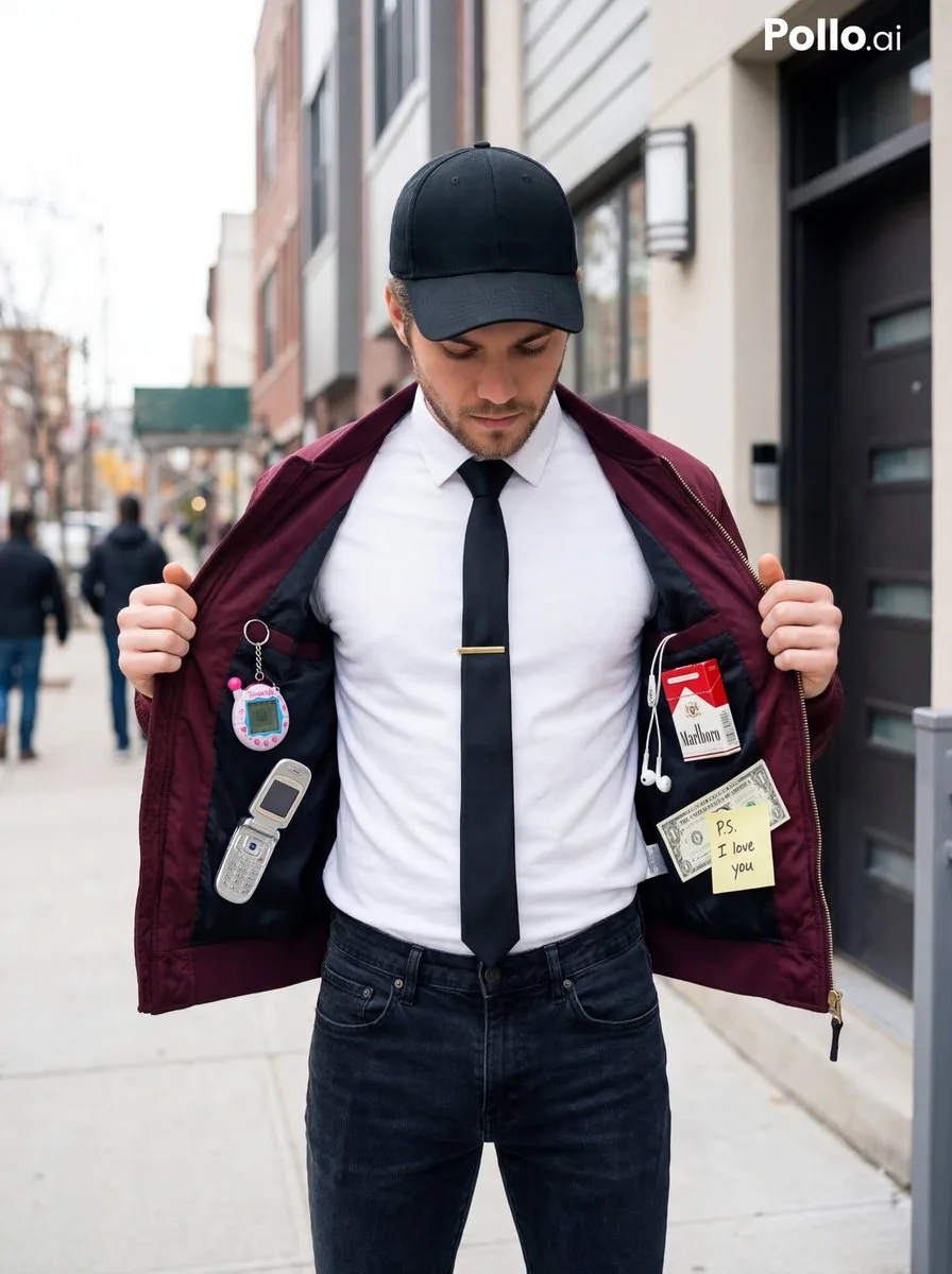 Burgundy jacket 90s nostalgia — Sonra