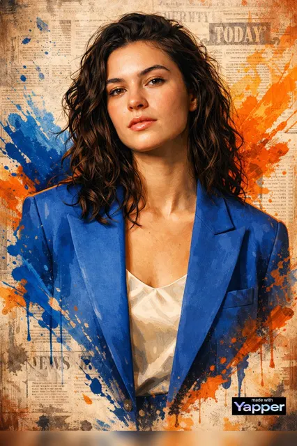 Blue orange high end art poster portrait