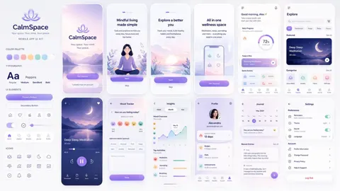 Healing mental wellness app ui
