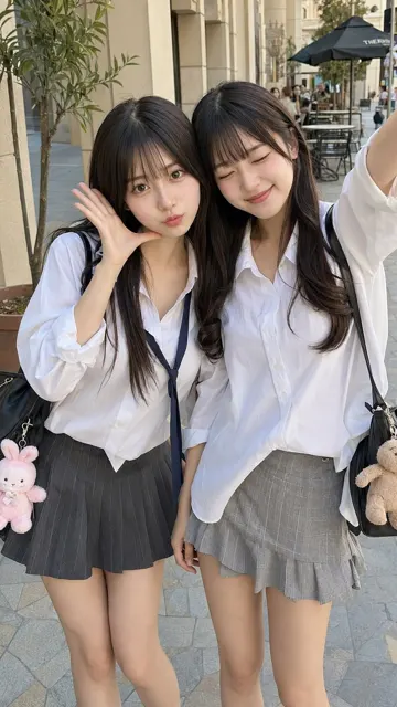 Japanese idols street snapshot photorealistic