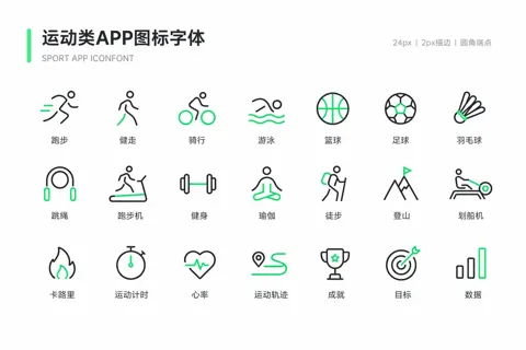 Sports fitness icon font