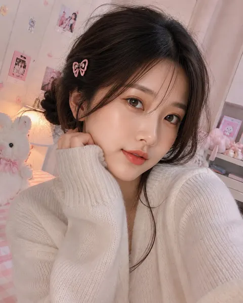 Ultra realistic kawaii woman selfie portrait