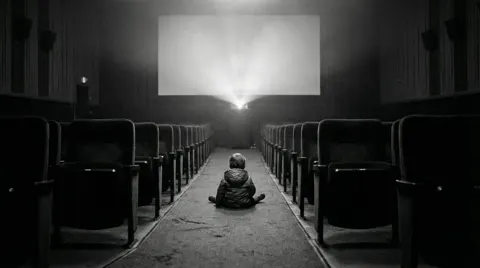 Empty cinema lonely child