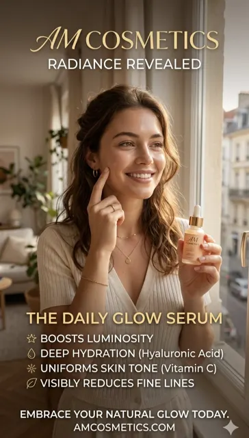Skincare brand advertisement natural beauty serum