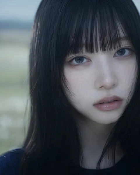 Extreme close up cinematic east asian woman portrait