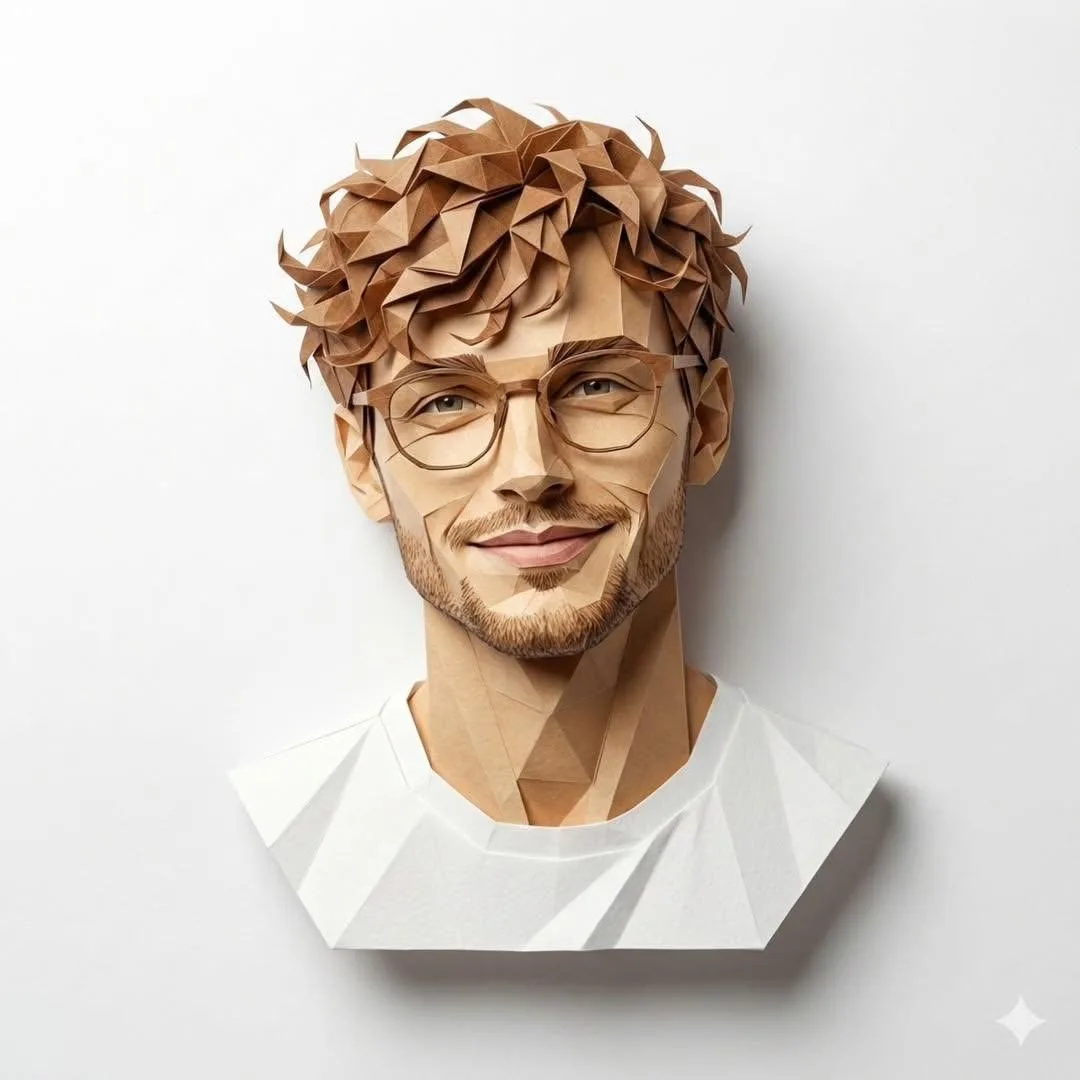 3d geometric paper portrait — After