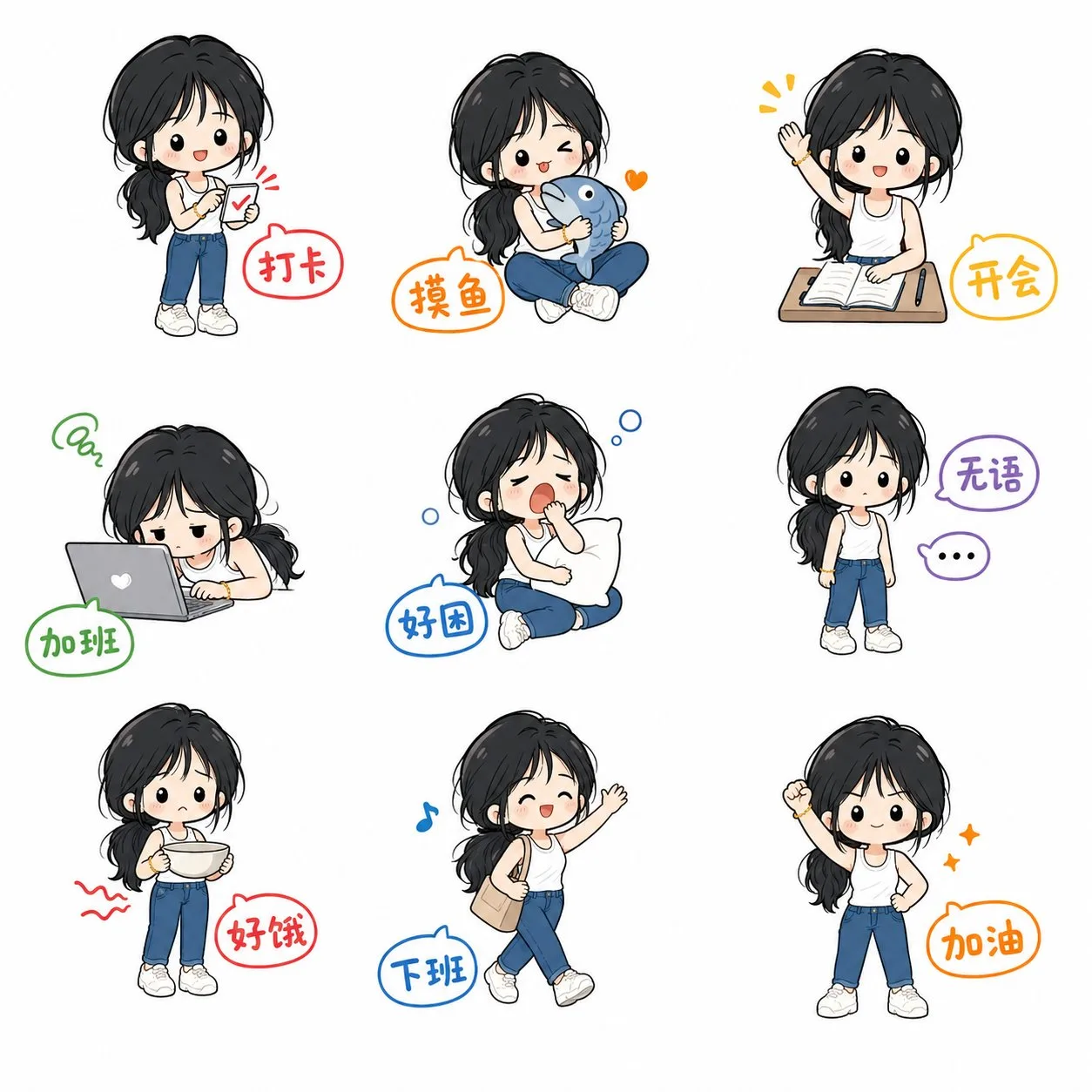 Minimalist hand drawn healing cute emoticon collection — Sonra