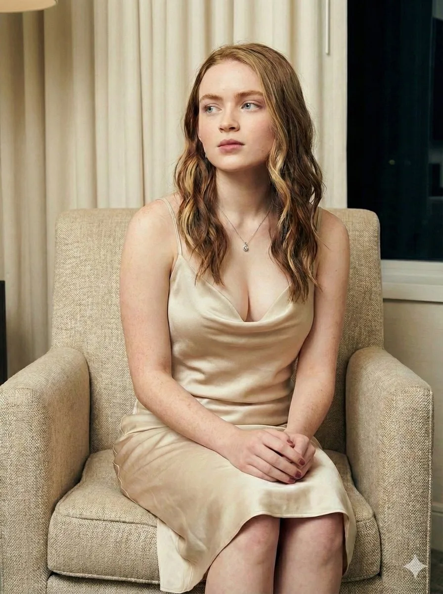 Sadie sink champagne silk portrait — Sonra