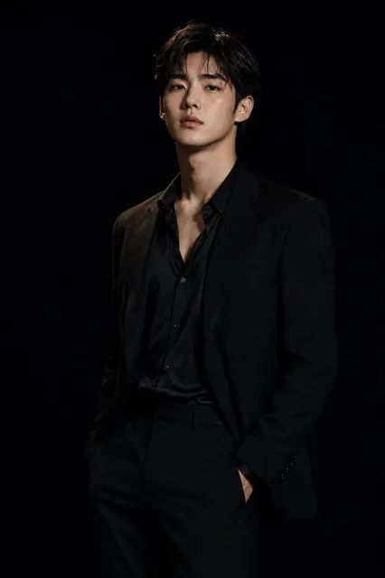 Ultra realistic korean man high fashion studio