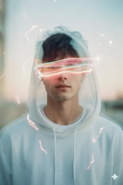 Long exposure light painting youth