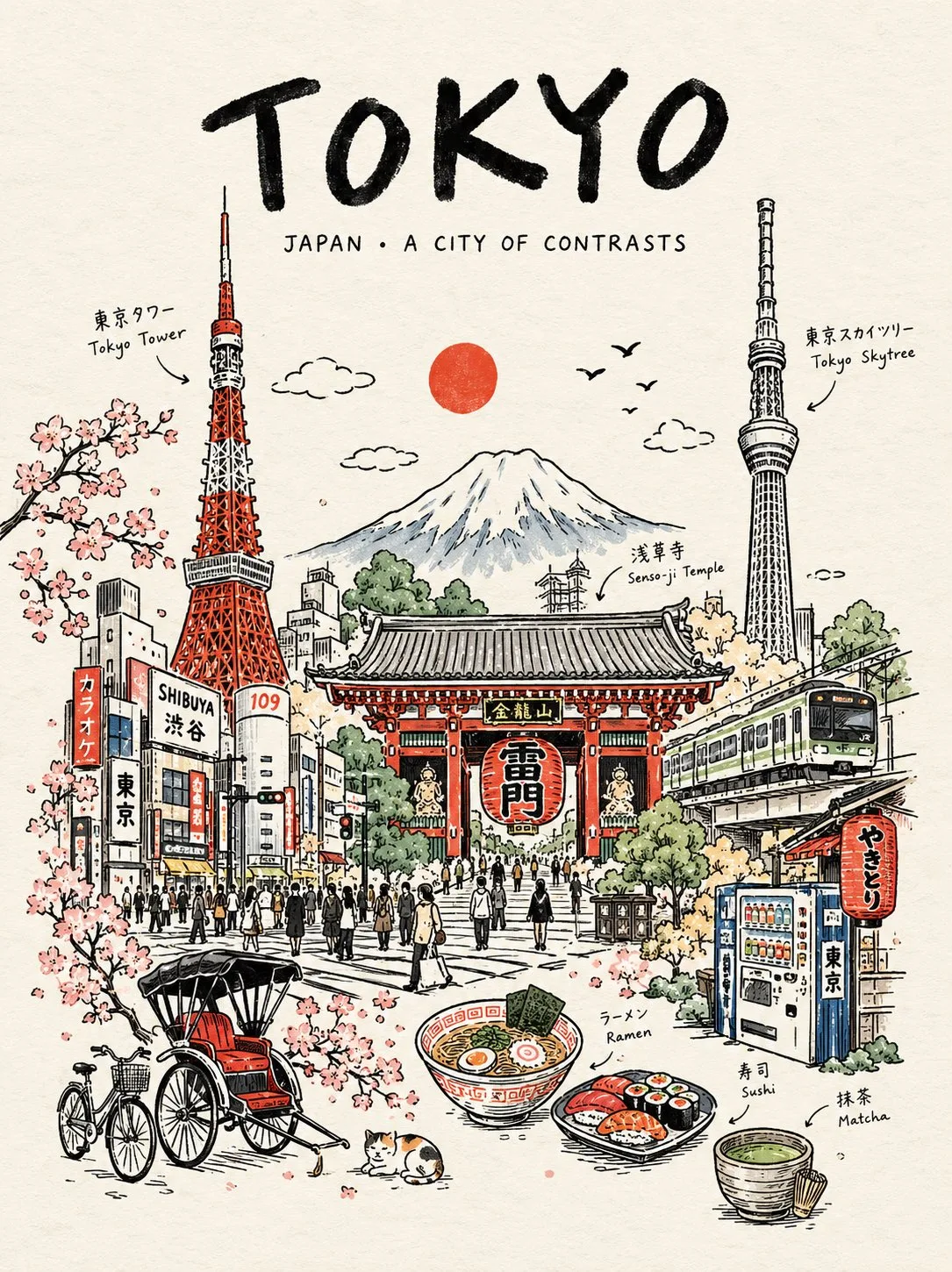 Continuous line art travel poster — Sonra