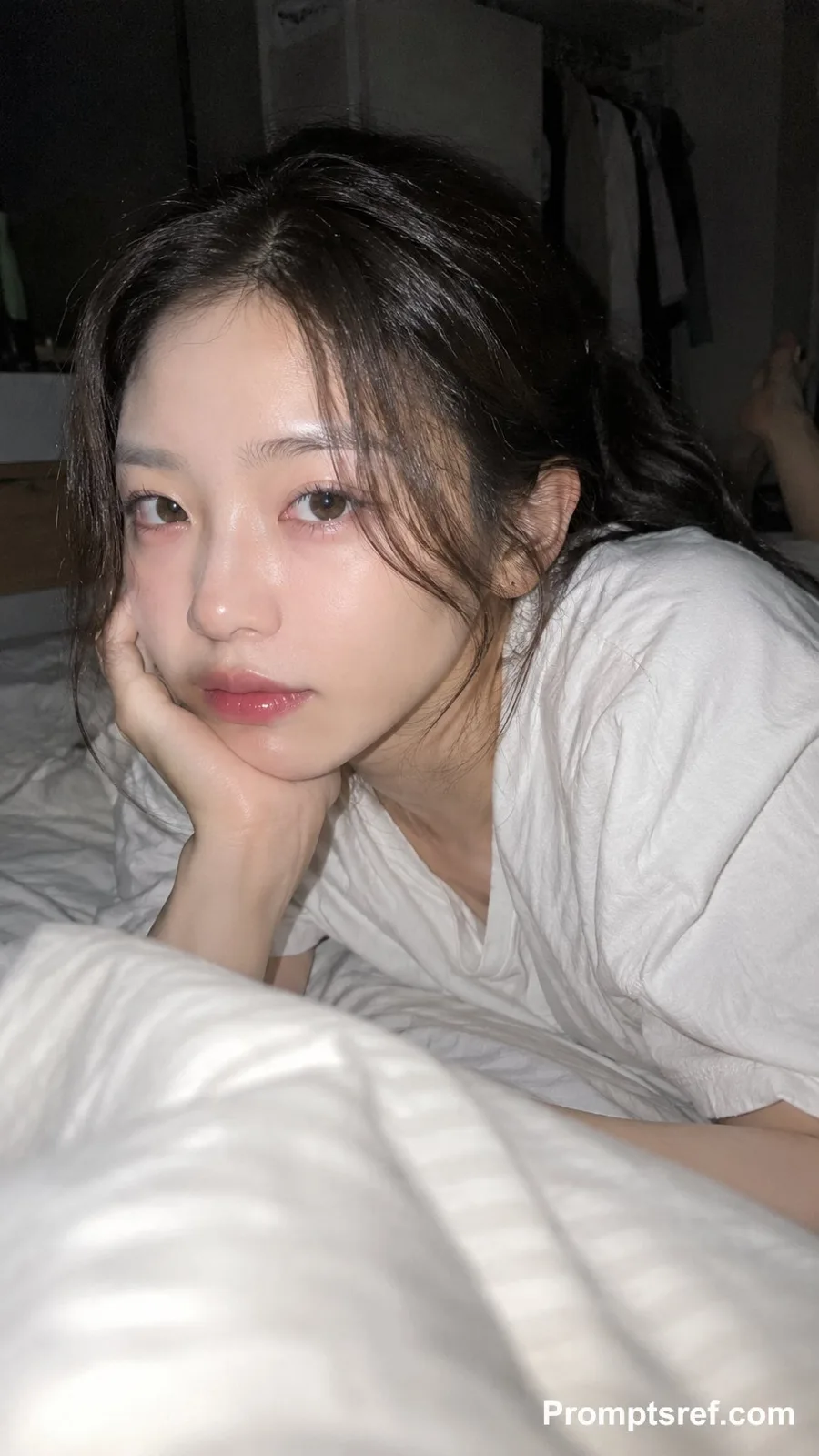 Ccd flash korean girlfriend portrait bedroom — After