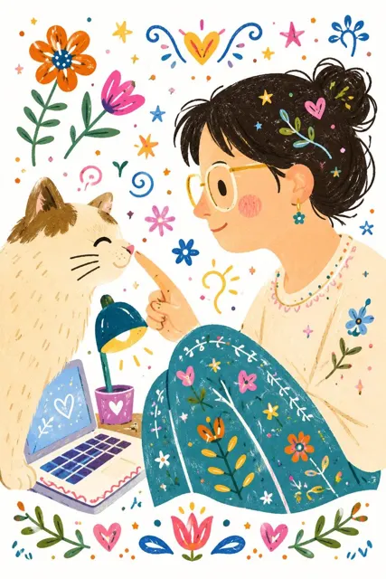 Decorative folk flat doodle illustration