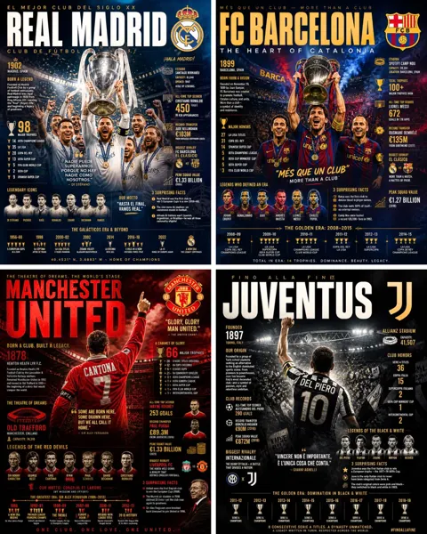 National geographic style football club infographic poster
