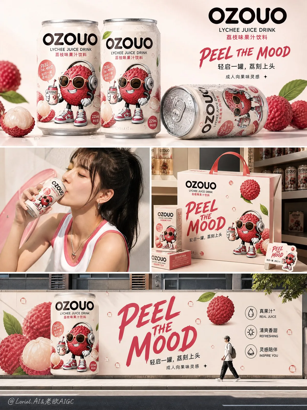 Ozouo lychee brand marketing collage — After