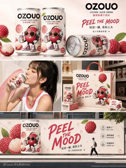 Ozouo lychee brand marketing collage