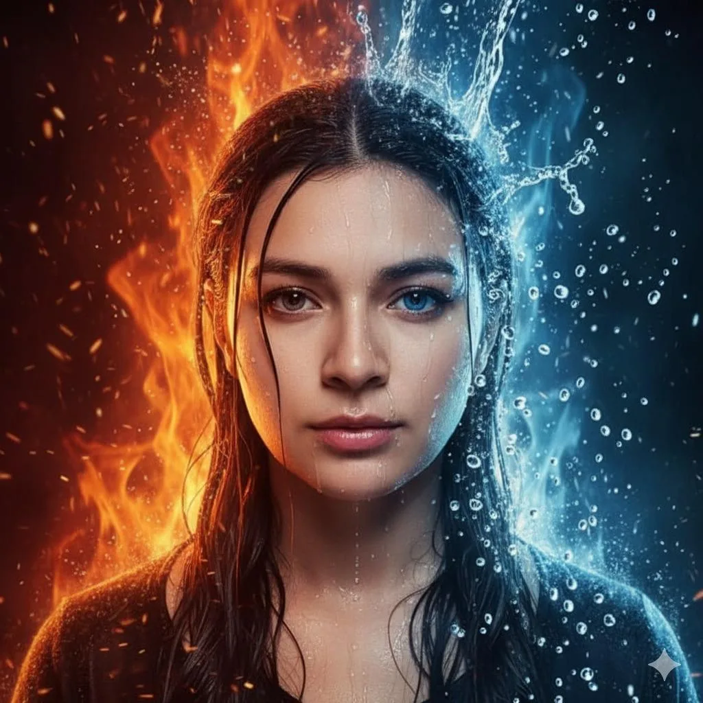 Epic ice fire cinematic portrait — Sonra