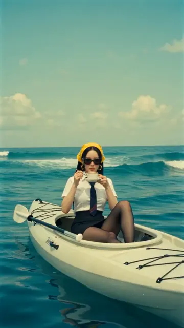 Retro lady elegant shark fight