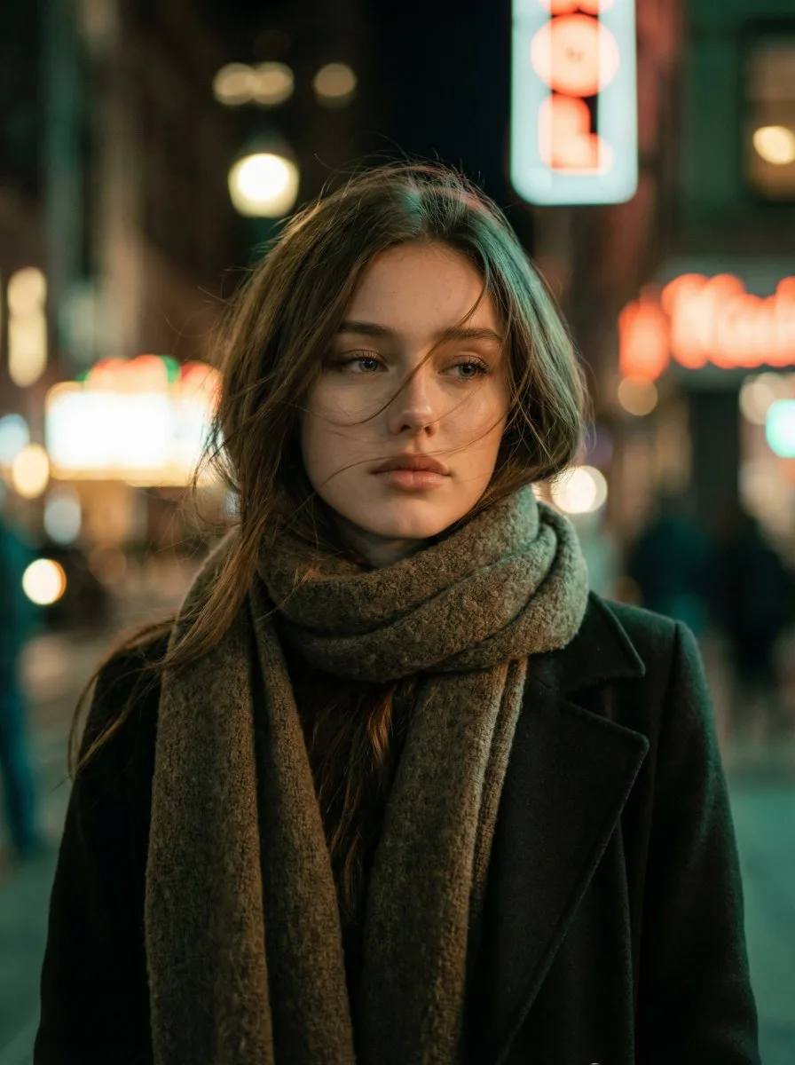 Moody urban night portrait — Sonra