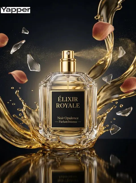 Luxury perfume golden fluid