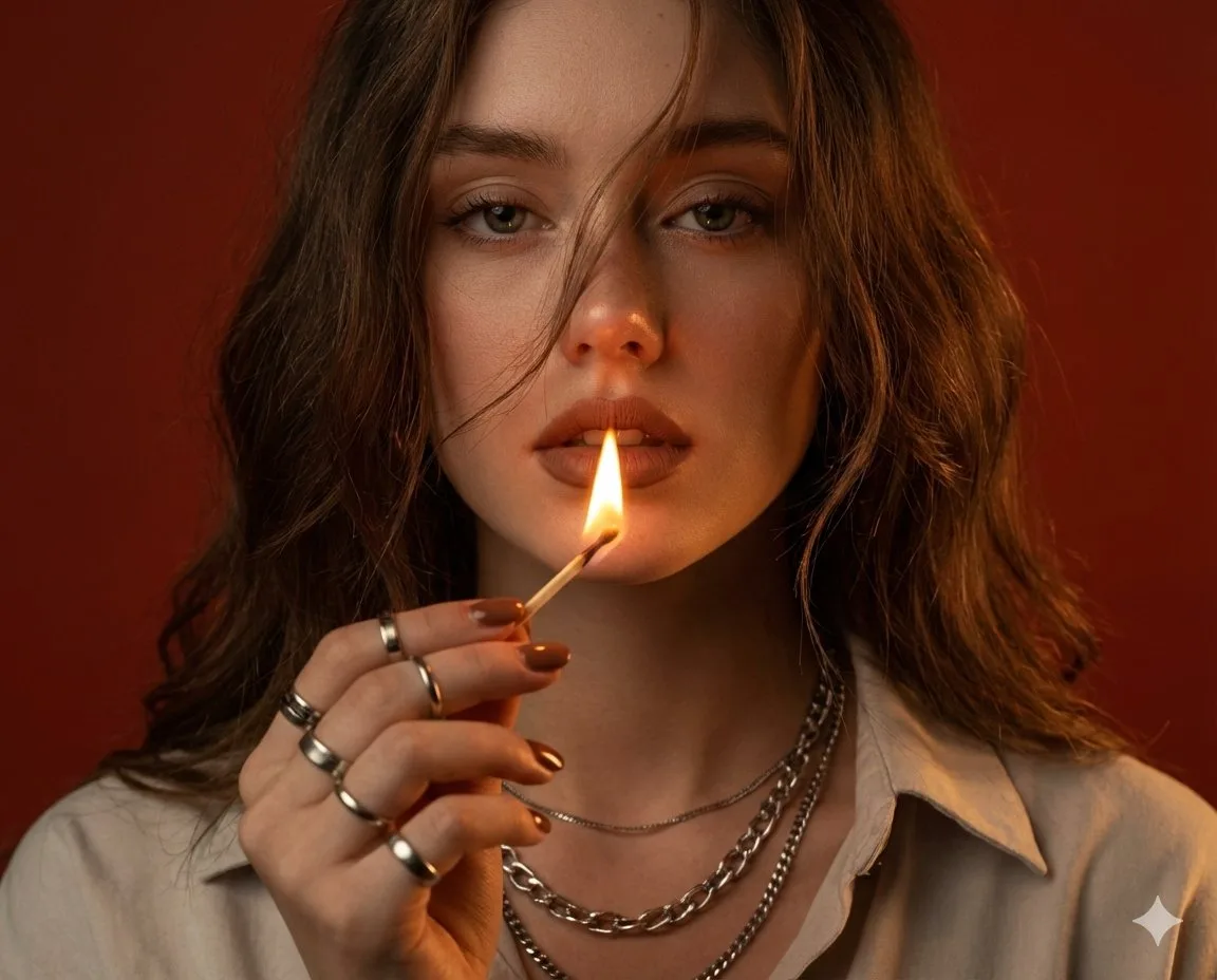 Flame lips glamour portrait — After