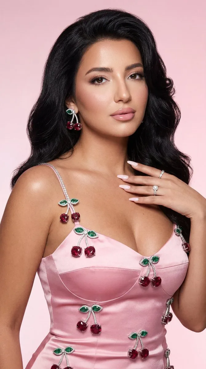 Pink satin diamond cherry luxury editorial — Sonra