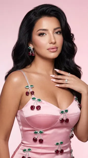 Pink satin diamond cherry luxury editorial