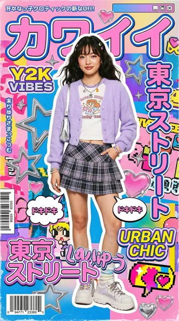 High fashion kawaii y2k editorial poster