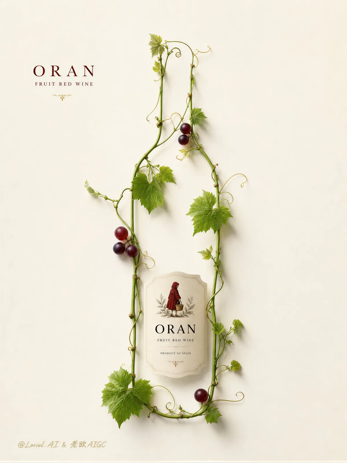 Oran spanish fruit red wine minimalist botanical poster — After