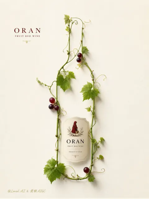 Oran spanish fruit red wine minimalist botanical poster