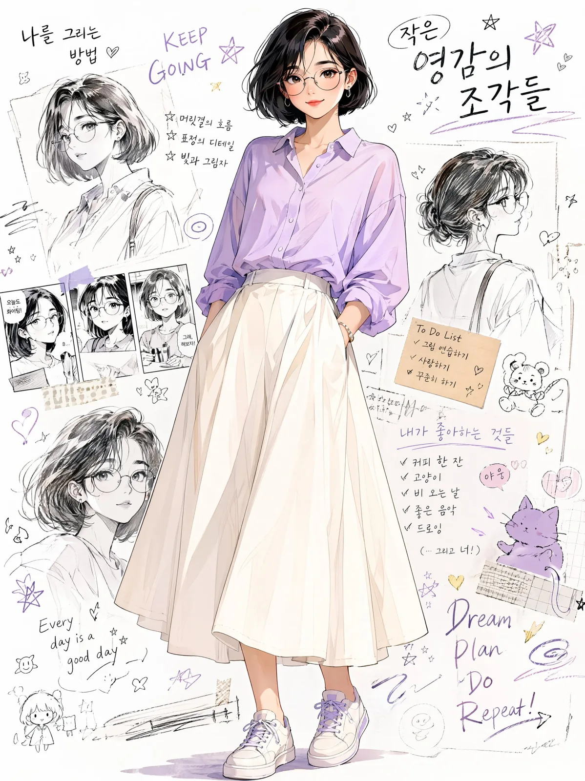 Semi realistic anime korean woman fashion illustration — After
