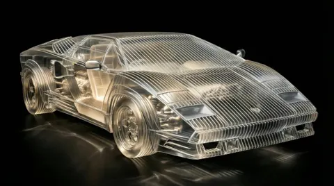 Amber light layered acrylic sliced supercar art