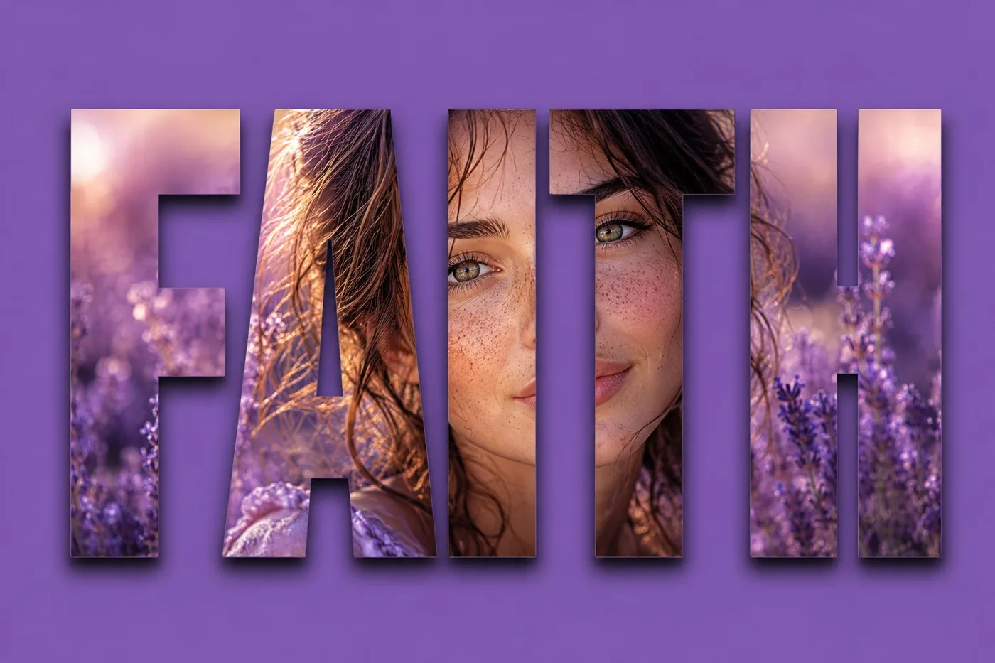 Faith typography text mask portrait lavender — Sonra