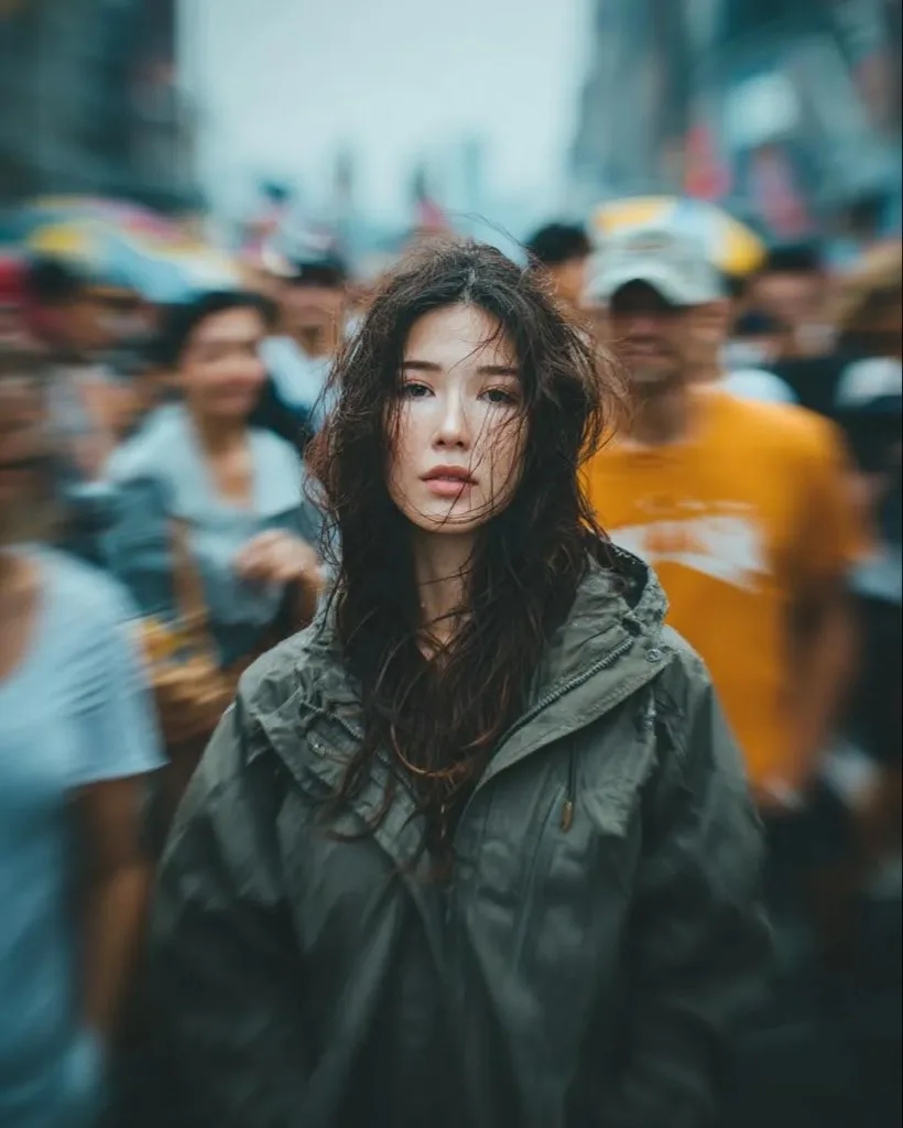Frozen gaze busy street — Sonra