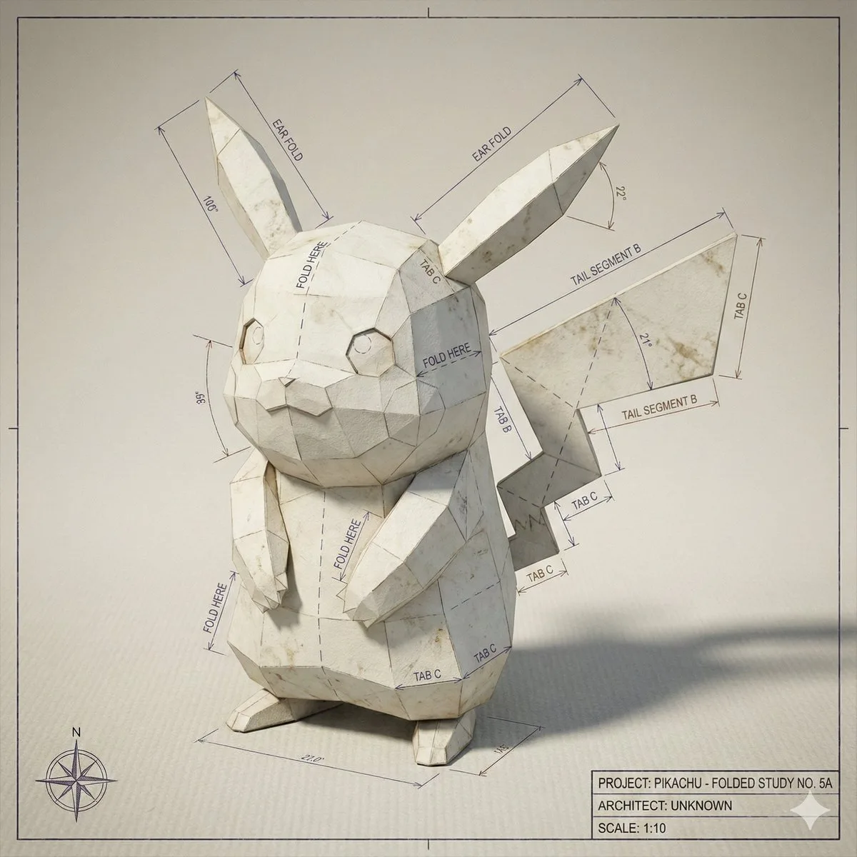 Hyper detailed origami blueprint — Sonra