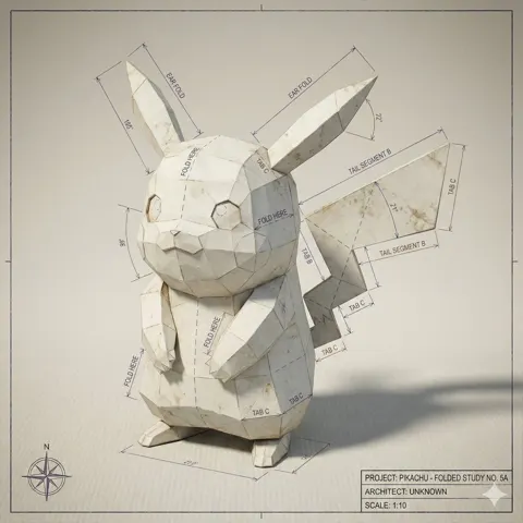 Hyper detailed origami blueprint